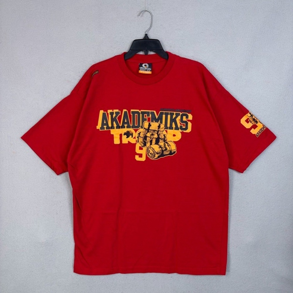 Akademiks Shirt Mens XL Red Graphic Jeanius Troop Streetwear Y2K Baggy Street